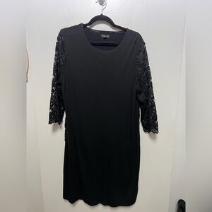 “J. Jill” “Wearever Collection” Black Long Sleeve Lace Back Dress